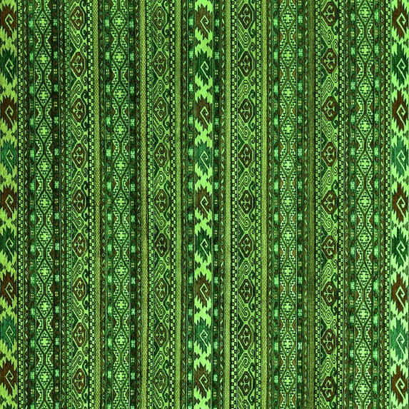 Ahgly Company Indoor Square Oriental Green Modern Area Rugs, 3' Square