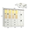 thumbnail image 4 of 75" 6 Doors Armoire Wardrobe Closet w/ 6 Drawers & LED Light, Farmhouse Freestanding Closet Wardrobe Cabinet with Hanging Rod,Wooden Armoire Storage Cabinet for Bedroom, 4 of 9