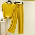 thumbnail image 1 of SDNall Womens Summer Slim Oversized Casual Loose Round Neck Versatile Slimming Pajama Set, 1 of 9