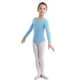 thumbnail image 3 of Aiihoo Kids Girls Ballet Dancer Gymnastics Leotard Long Sleeve Ballet Bodysuit Plain Dance Unitard Training Top Blue 12, 3 of 6