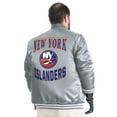 thumbnail image 2 of Men's G-III Sports by Carl Banks Gray New York Islanders Adaptive Bold Logo Satin Full-Snap Varsity Jacket, 2 of 5