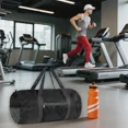 thumbnail image 7 of Round Barrel Bag Foldable Lightweight Packaway Sports Gym Duffle Holdall,Black,Medium, 7 of 7