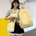 thumbnail image 2 of 3 Piece Striped Backpack Set, Sweet Bow Decor Student Backpack with Crossbody Bag & Pencil Case, Large Capacity College Daily Bookbag, 2 of 6