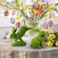 thumbnail image 2 of SLYNSHome Set of 2 Pcs Easter Flocked Rabbit Statue Decoration Artificial Furry Bunny Figurines Ornament Fake Moss Stuffed Rabbit Dolls for Holiday Table Spring Garden, 2 of 7