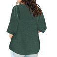 thumbnail image 7 of TKLPEHG Women 3/4 Sleeve Tees V-Neck Oversized T-shirt Comfy Casual Loose Solid Color Graphic Tee 3/4 Sleeve T Shirts Summer Fashion Blouses (Green,XXXXL), 7 of 7
