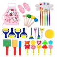 thumbnail image 1 of Juego de pintura para niños de 32 piezas, herramientas de pintura de sello de esponja de bricolaje, pincel de pintura para niños Herramientas de pintura de educación temprana Suministros de artepink Feliz Sencillez, 1 of 4