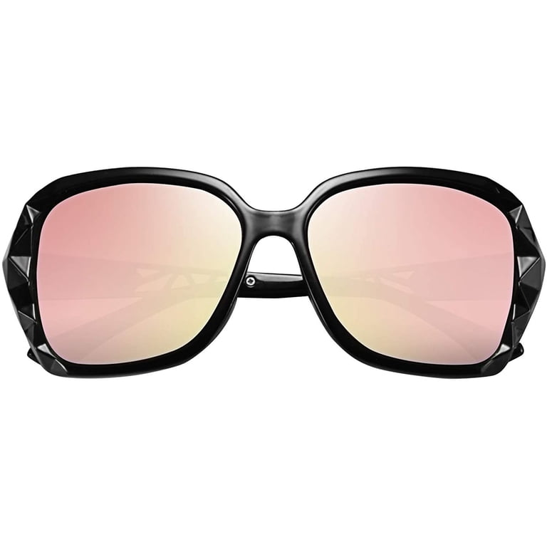 Women sunglasses square glasses polarized shiny FEISEDY Polarized Women Square Sunglasses Sparkling  main image 4
