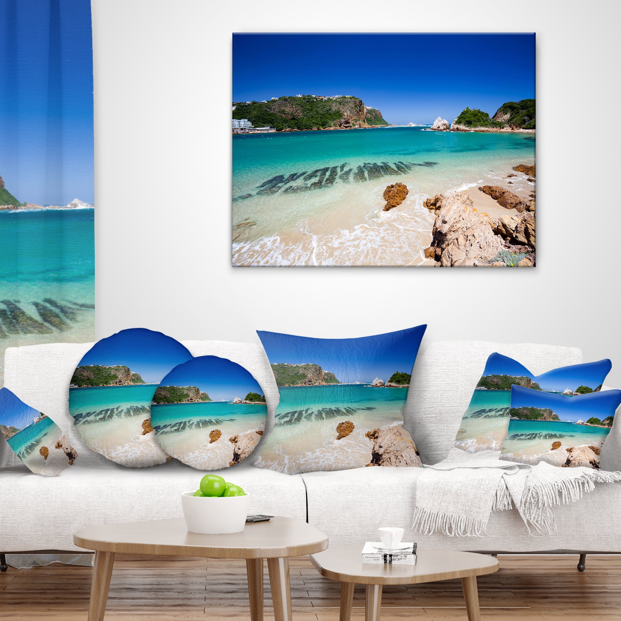 Designart Beautiful Knysna Beach South Africa - Seashore Throw Pillow - 12x20