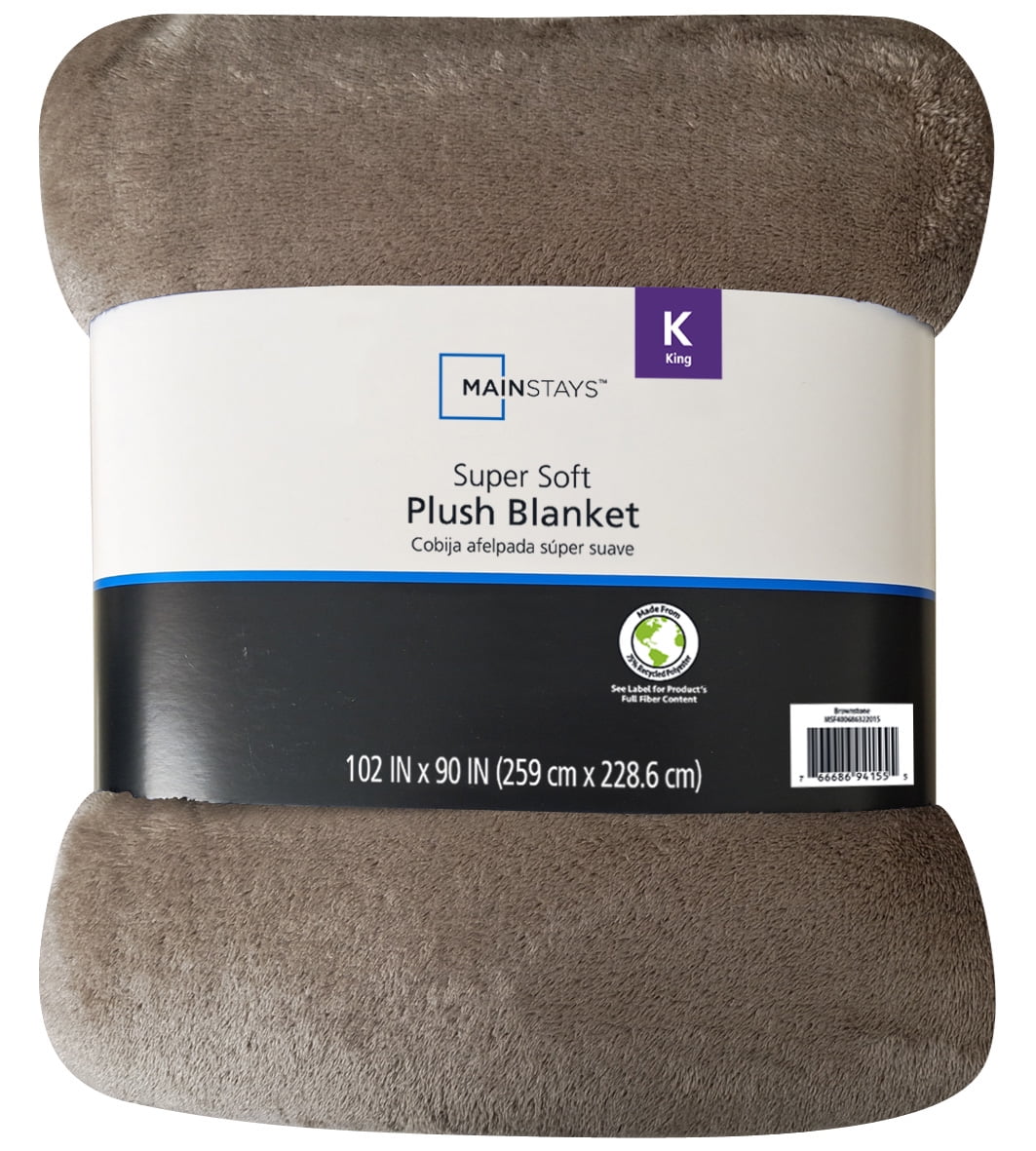 Mainstays Super Soft Plush Blanket, Brown, King, Adult/Teen