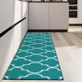 thumbnail image 4 of Teal Geometric Quatrefoil Pattern Kitchen Rug Mat,Kitchen Runner Rugs Non Skid Washable,Decorative Kitchen Floor Mats for Kitchen,Sink,Laundry,17"X47", 4 of 5