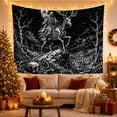 thumbnail image 3 of Armchair Bookshelf Cat with Monochromatic Engraving Woodcut, Cozy Dark Academia for Book Lovers, Wall Decor, Halloween Gift, Tapestry Wall Hanging for Dorm and Living Room, 3 of 7