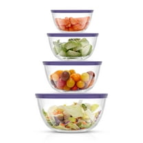 JoyJolt JoyFul by  Set of 4 Glass Mixing Bowls With Lids - 16.5 oz, 33.5 oz, 50.5oz, 67.5oz Purple