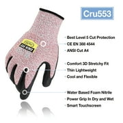 DEX FIT CRU553 Red Level 5 Cut Resistant Gloves (Power Grip, Durable Foam, Medium) - 1 Pair