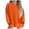 thumbnail image 1 of PEASKJP Chandails en Molleton Décontractés Oversize à Manches Longues Col Rond pour Femmes (TTG, Orange), 1 of 5