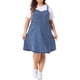 thumbnail image 1 of Vestido de mezclilla para mujer de tallas grandes Agnes Orinda, con tirantes ajustables, vestido de mezclilla en línea A con bolsillos, 3X azul, 1 of 6