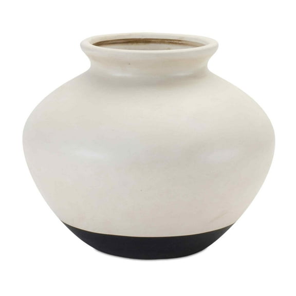 Melrose Two Tone Urn Ceramic Vase - 9" - White and Black