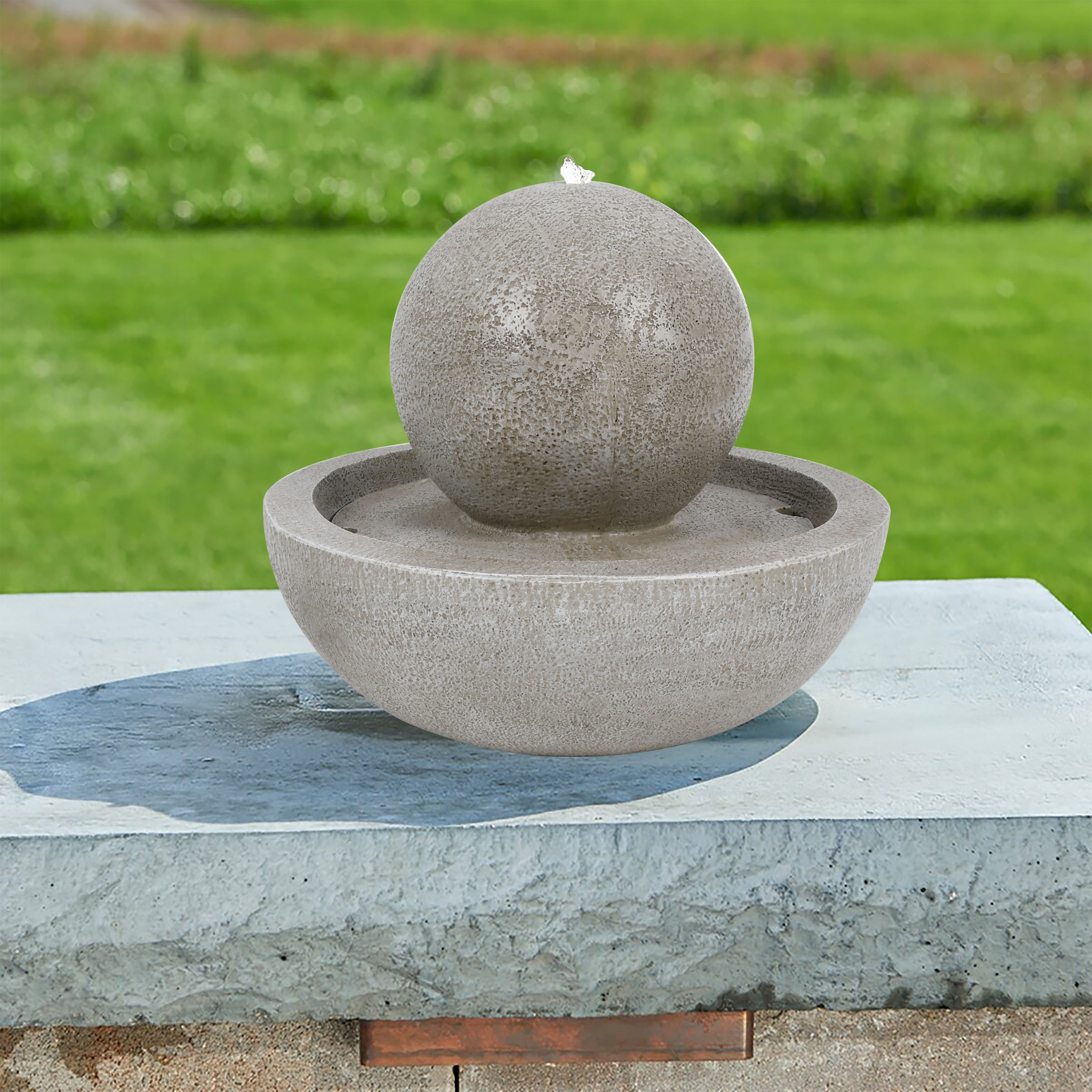 Better Homes & Gardens 12''D Outdoor Resin Tan Tabletop Fountain