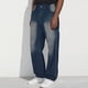 thumbnail image 1 of Pantalones vaqueros de longitud completa para hombre, color liso, con bolsillo, cintura media, rectos, de poliéster, 1 of 6