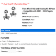 thumbnail image 2 of Front Wheel Hub and Bearing Kit 4 Piece - Compatible with 2001 - 2005 Toyota RAV4 2002 2003 2004, 2 of 2