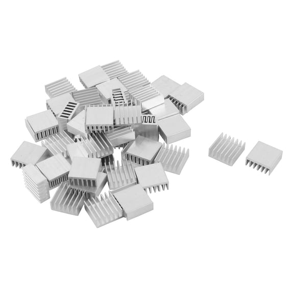 58pcs Silver Tone Heatsink Kit, 14x14x6mm Aluminum Heatsink Cooling Fins Cooler Heat Sink for LED Light Devices