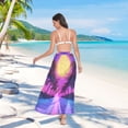 thumbnail image 7 of FORMRS Womens Long Sarong Beach Wrap Semi-Sheer Bikini Skirt Bathing Swimsuit Cover Up, Purple Neon Road, 7 of 7
