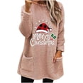 thumbnail image 2 of Qertyioot Hauts Grande Taille pour Femmes, Blouse de Noël Col Rond et Hiver Ample avec Poche Imprimée Manches Longues, 2 of 4