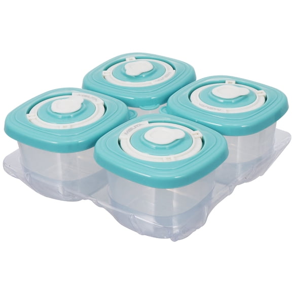 BRIGHTFUFU 4 cajas de plástico para alimentos para bebés, sin bandeja, para congelar.