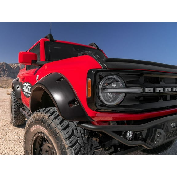 Bushwacker by RealTruck Pocket/Rivet Style Front & Rear Fender Flares | 4-Piece Set, Black, Smooth Finish | 20965-02 | Compatible with 2021 - 2024 Ford Bronco 2-Door