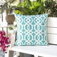 thumbnail image 2 of Homey Cozy Lattice Trellis Fabric Outdoor Pillow Cover in Spa Blue (Set of 2), 2 of 4