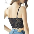 thumbnail image 4 of Gustave 3 Pack Women Sexy Lace Padded Camisole V Neck Crochet Bralette Half Bra Spaghetti Strap Crop Tops Vest "Black, L", 4 of 10