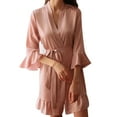 thumbnail image 1 of Lencería sexy de seda para mujer con mangas con volantes, ropa de dormir otoño-invierno, tallas S-L, 1 of 8