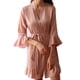 thumbnail image 1 of Lencería sexy de seda para mujer con mangas con volantes, ropa de dormir otoño-invierno, tallas S-L, 1 of 8