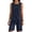 Navy, variant on Two Piece Sets for Women Summer Crew Neck Sleeveless Vest Solid Color Pockets Short Ruffles Pants Cute Lounge Travel Outfits