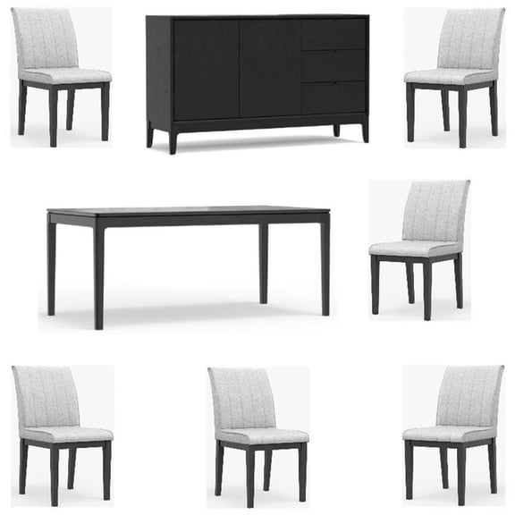 Home Square 8-Piece Set with Dining Table & 6 Dining Chairs & Sideboard