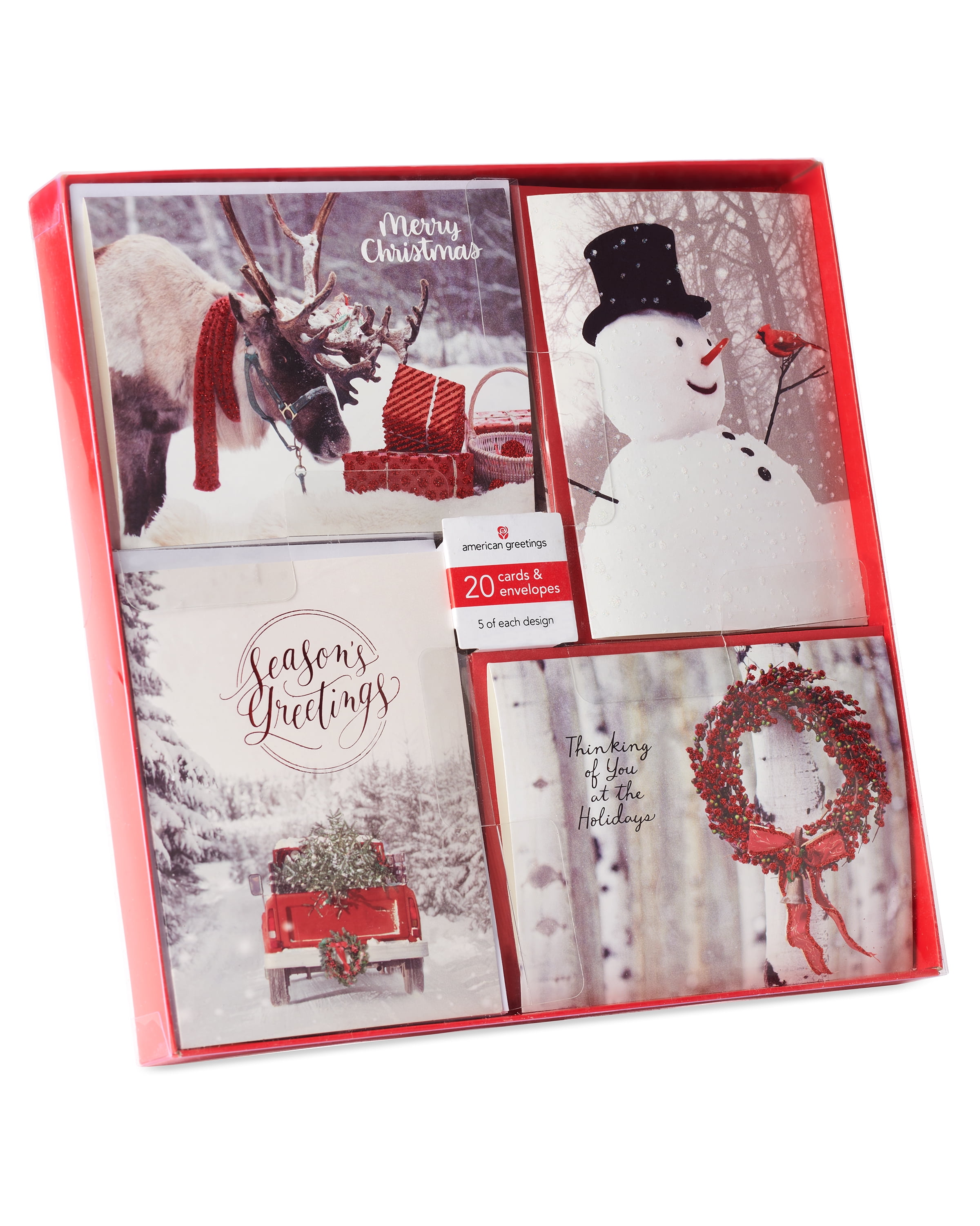 American Greetings Christmas Outdoor Photos Assorted Boxed Cards and White Envelopes, 5' x 4', 20-Count