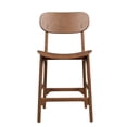 thumbnail image 2 of Seln 24 Inch Counter Stool Chair, Curved Seat, Open Back, Dark Brown Wood, 2 of 6