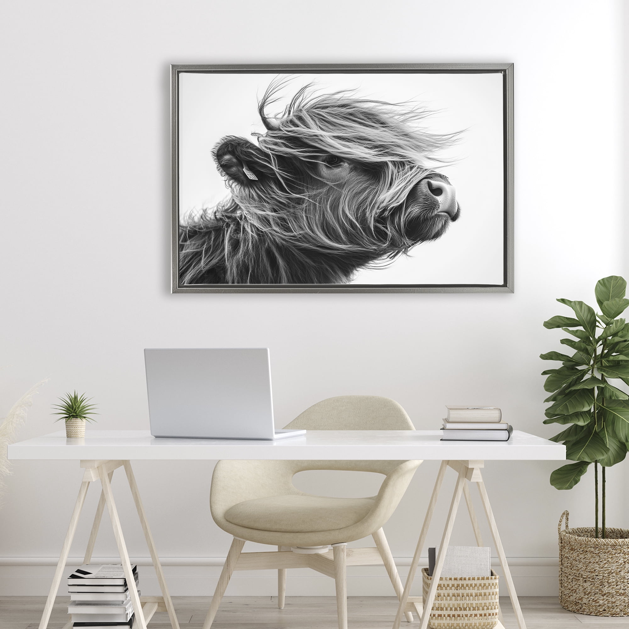 Stupell Industries Handsome Highland Portrait Gray Framed Floater Canvas Wall Art, design by Tina LeCour
