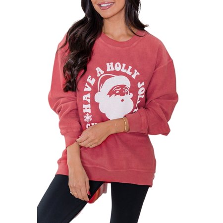 Casual Long Sleeve Sweatshirt with Santa Claus Design - Perfect for Holiday Parties | [ZhiHiMeRi] | (US 16-18)XL