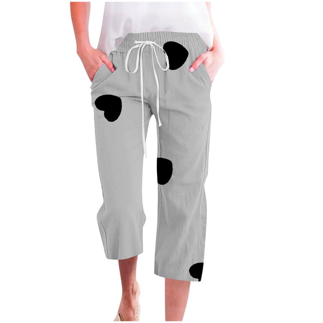 Pantalones de Mujer Casual Cintura Elástica con Impresión de Pascua, Sueltos Pantalones de Pierna Ancha Recta para Toda la Temporada