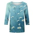 thumbnail image 3 of Patlollav Up to 65% off Womens Tops 3/4 Sleeve Shirts Round Neck Loose Casual Blouses Floral Print Tshirts, 3 of 6