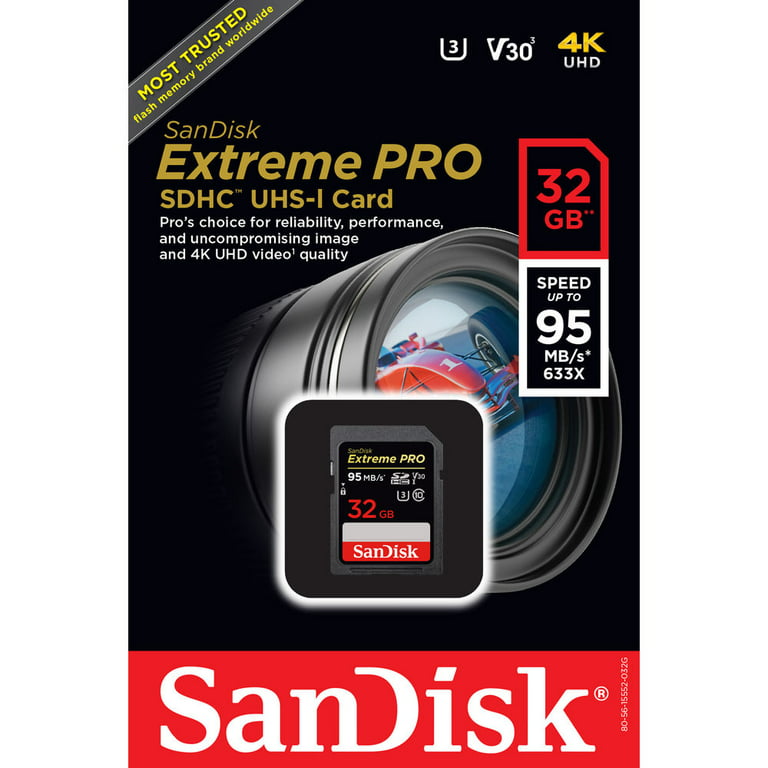SanDisk Extreme Pro 633X 95MB/S Class 10 32GB SDHC SD UHS-I U3 Flash Memory  Card 