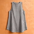 thumbnail image 4 of Wovilon Women's Sleeveless Round Neck Gingham Mini Dress, A-Line Relaxed Fit Casual Summer Tunic, Back Button Detail Cotton Loose Short Shift Dress for Beach Vacation Holiday Daily Wear, 4 of 9