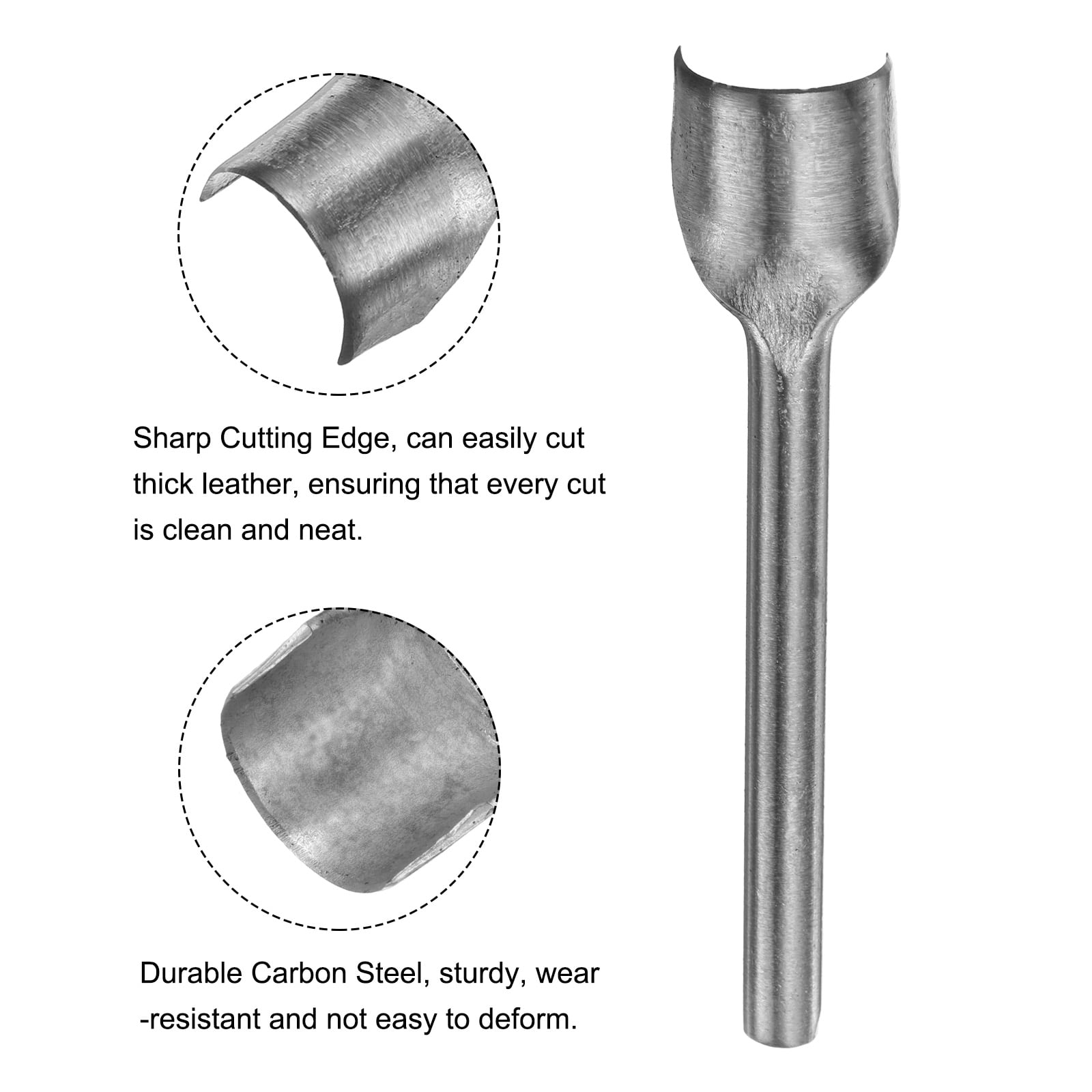 Uxcell 7pcs Half-Round Leather Cutter Punch 10mm-40mm Carbon Steel Belt End Punch Tool for Crafting Strap Belt Wallet