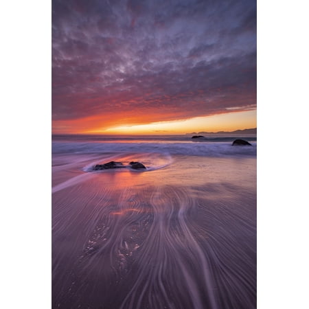 Art.com Moving Moody Sunset Seascape, Marshall Beach, San Francisco Photographic Print by Vincent James, 12" x 18"