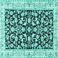 thumbnail image 1 of Ahgly Company Machine Washable Indoor Square Persian Turquoise Blue Traditional Area Rugs, 3' Square, 1 of 4