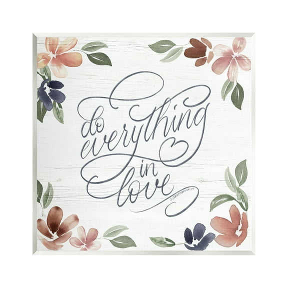Stupell Industries Everything in Love Phrase Botanical & Floral Painting Unframed Art Print Wall Art, 12 x 12