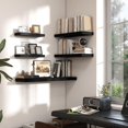 thumbnail image 6 of 24 inch Floating Shelves for Wall,9.3 inch deep Black Wood Shelves with Invisible Brackets,Wall Mounted Storage & Display Shelves for Bedroom,Living Room,Set of 2, 6 of 7