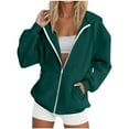 thumbnail image 2 of Fall Winter Fleece Hoodies for Womens Comfort Casual Long Sleeve Thermal Sweater Hooded Open Front Full-Zip Lounge Warm Sweatshirt with Pockets, 2 of 3