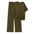 thumbnail image 3 of MINTREUS Lounge Sets for Women Knit Short Sleeve V-neck Tops and Long Pants Soft Comfy Pajamas Set Oversized 2 Piece Outfits, 3 of 8
