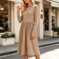 thumbnail image 5 of Vynhevius Womens Striped Casual Dress Crew Neck Long Sleeve with Pockets Loose Midi, 5 of 7
